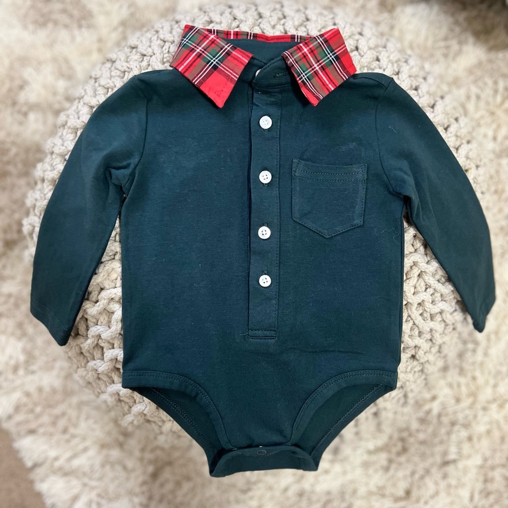 Baby boy button up onesie - holiday - Picture 4 of 8